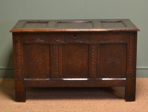 fig 1. Charming Seventeenth Century Period Oak Antique Coffer