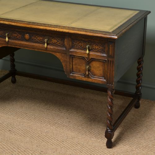 fig 1. Stunning Waring And Gillows Edwardian Antique Oak Desk