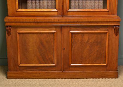 fig 1. Stunning Figured Mahogany Victorian Antique Glazed Bookcase On Cupboard