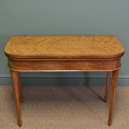 Striking Golden Satinwood Edwardian Antique Side / Card Table