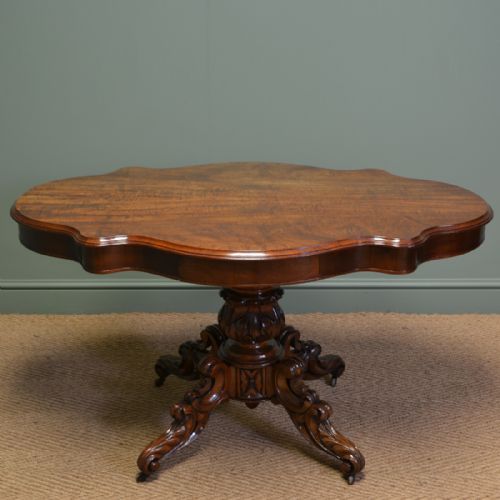 Exceptional Victorian Serpentine Shaped Figured Mahogany Antique Centre Table
