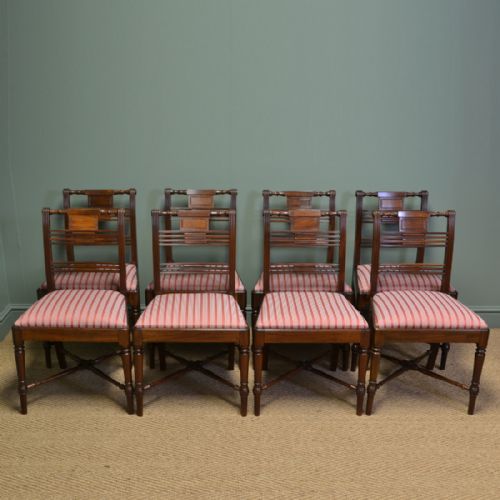 Elegant Set of Eight Georgian Mahogany Antique Dining Chairs