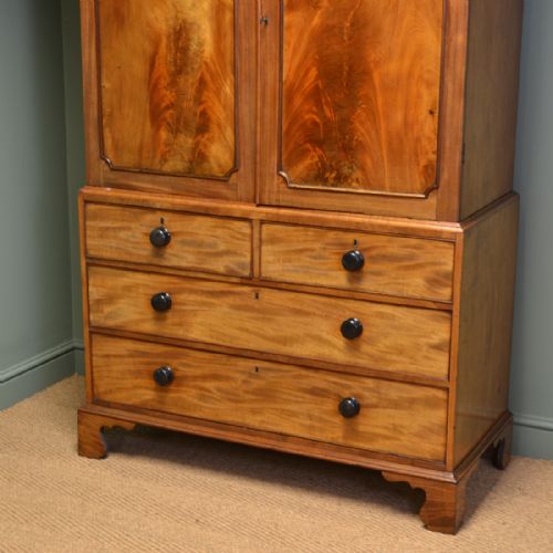 fig 1. Spectacular Golden Mahogany Georgian Antique Linen Press