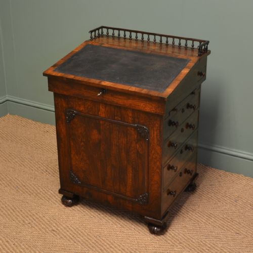 Unique Rosewood William IV Antique Sliding Top Davenport