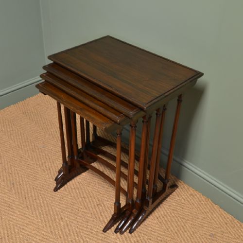 Quality Edwardian Walnut Nest of Four Antique Tables