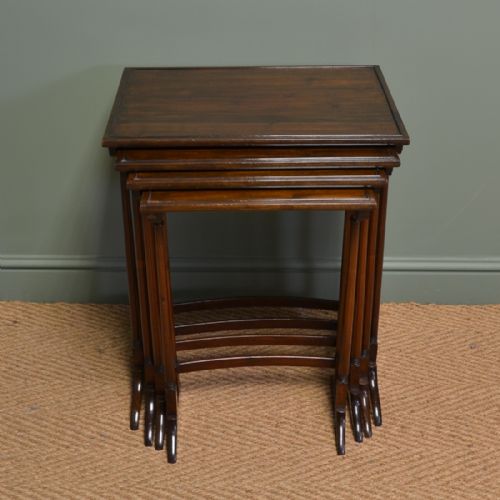 fig 1. Quality Edwardian Walnut Nest of Four Antique Tables