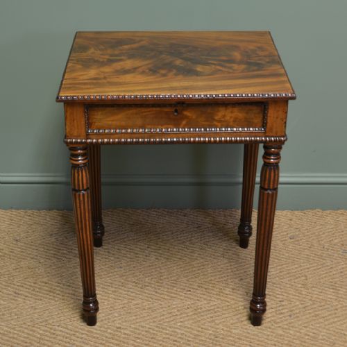 Spectacular Gillows Design Antique Figured Mahogany William IV Side / Writing Table