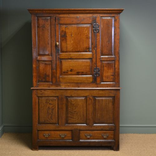 Early Eighteenth Century Period Oak Antique Harness Cupboard