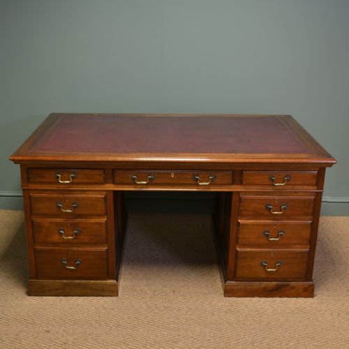 
Superb Quality Large Edwardian Walnut Antique Office Desk
