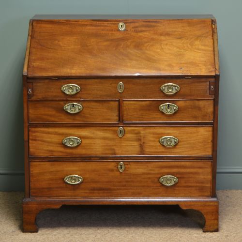 Striking Figured Walnut Georgian Antique Bureau
