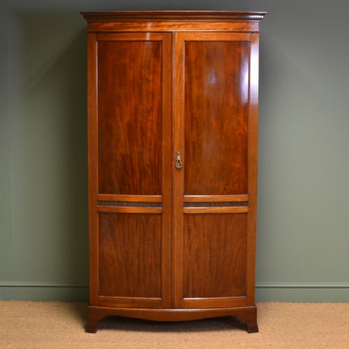 
Stunning Edwardian Mahogany Antique Bow Fronted Double Wardrobe
