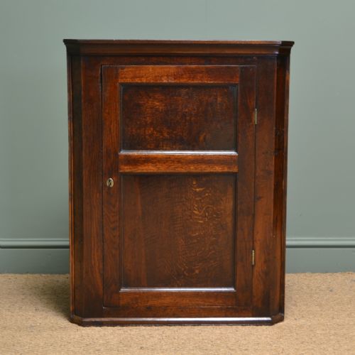 Small Georgian Antique Oak Hanging Corner Cupboard