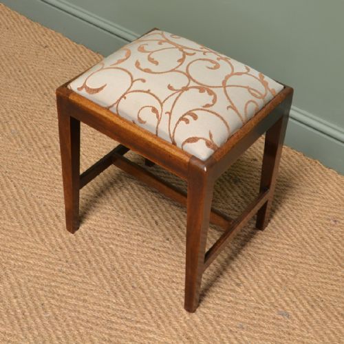 Small Georgian Mahogany Antique Upholstered Stool