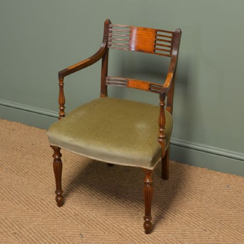Quality Sheraton Inlaid Mahogany Victorian Antique Desk Chair.