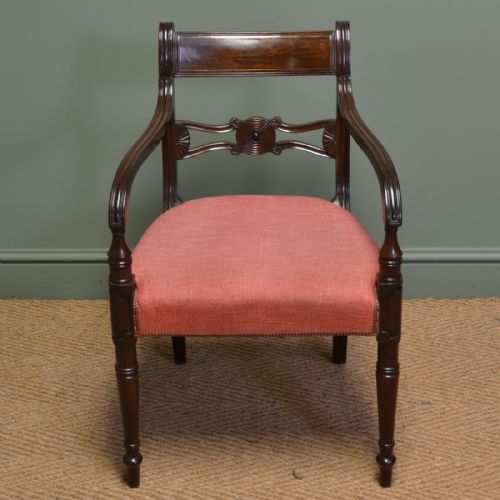 Quality Regency Mahogany Antique Desk Chair / Armchair.