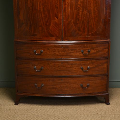 fig 1. Stunning Antique Georgian Mahogany Bow Front Linen Press