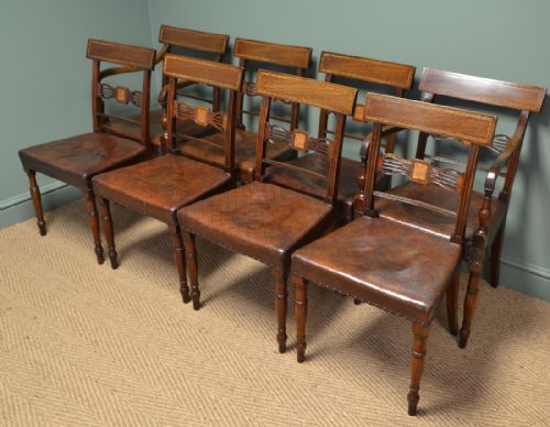 fig 1. Striking Set of Eight Regency Antique Mahogany Dining Chairs