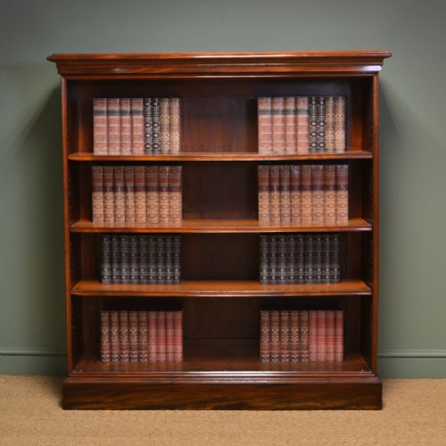 Superb Quality Large Victorian Mahogany Antique Open Bookcase