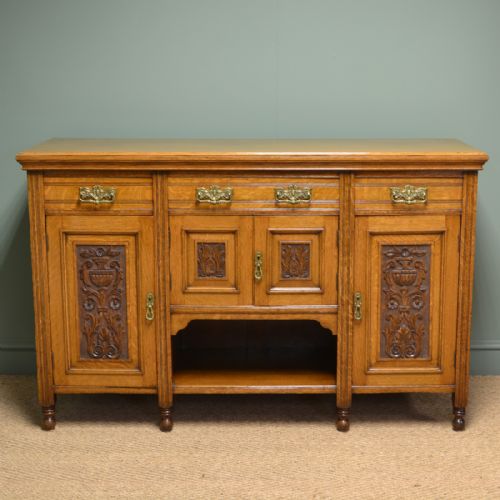 Quality Victorian Golden Oak Antique Sideboard