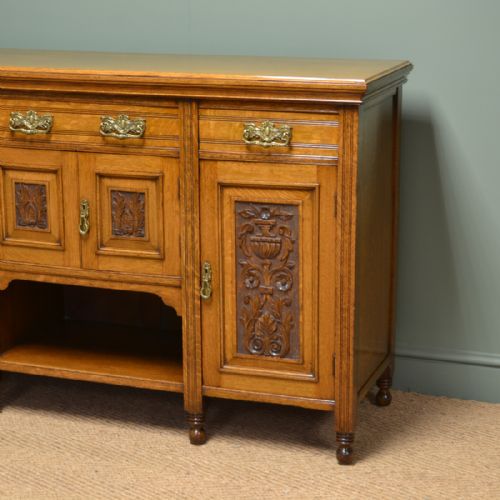 fig 1. Quality Victorian Golden Oak Antique Sideboard