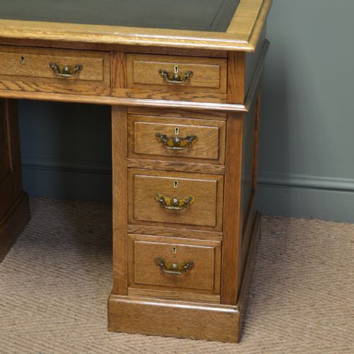 fig 1. Spectacular Golden Oak Victorian Antique Pedestal Desk