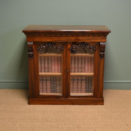 Striking William IV Rosewood Antique Glazed Cabinet / Bookcase