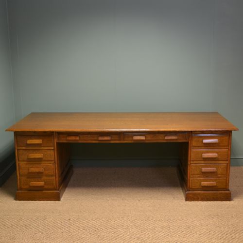 Huge Edwardian Oak Antique Pedestal Desk by Simpoles of Manchester