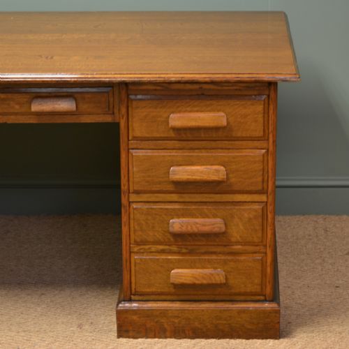 fig 1. Huge Edwardian Oak Antique Pedestal Desk By Simpoles Of Manchester