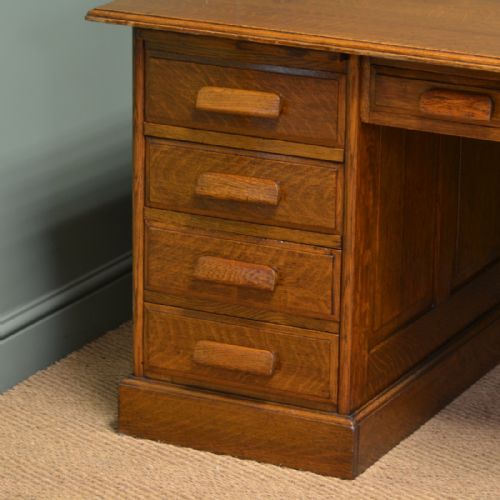 fig 2. Huge Edwardian Oak Antique Pedestal Desk By Simpoles Of Manchester