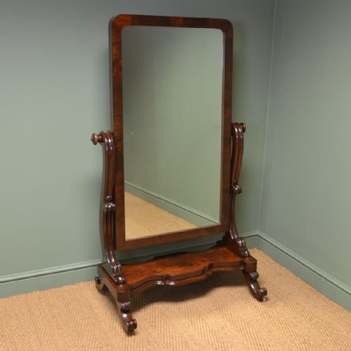 Stunning Victorian Full Length Mahogany Antique Cheval Mirror