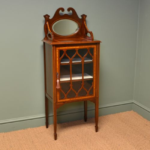 Spectacular Edwardian Inlaid Walnut Antique Music / Display Cabinet