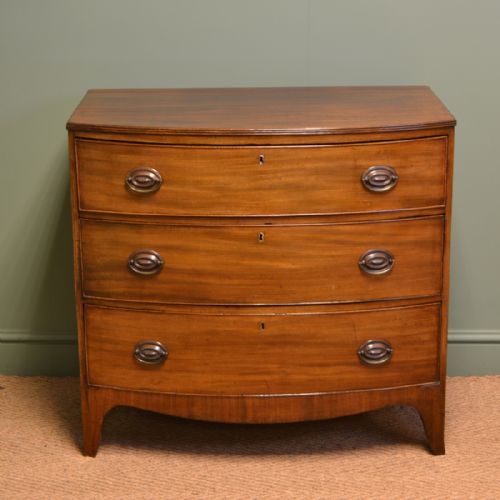 
Small Regency Mahogany Bow Fronted Antique Chest of Drawers
