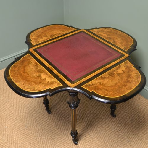 Beautifully Figured Victorian Walnut Antique Centre / Writing / Games Table