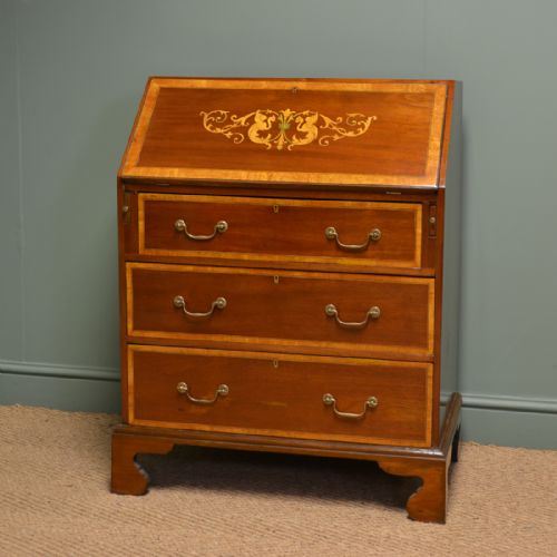 Spectacular Edwardian Inlaid Mahogany Antique Bureau / Desk
