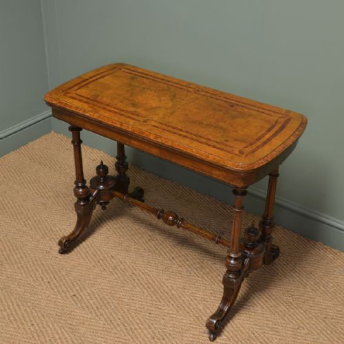 Spectacular Figured Walnut Antique Inlaid Card / Games Table