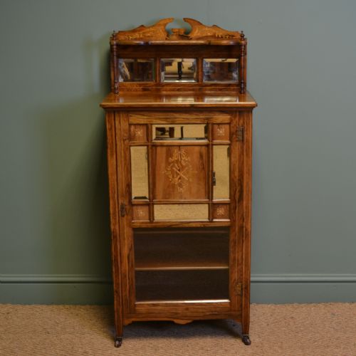 
Stunning Inlaid Victorian Rosewood Antique Music Cabinet
