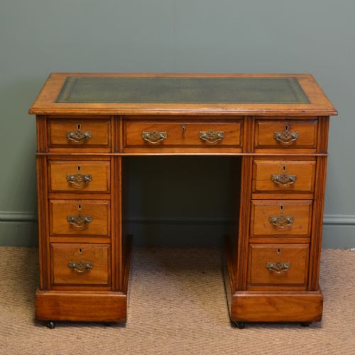 Quality Small Jas Shoolbred & Co Victorian Walnut Antique Pedestal Desk