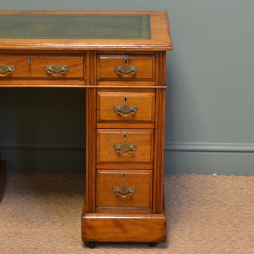 fig 1. Quality Small Jas Shoolbred & Co Victorian Walnut Antique Pedestal Desk