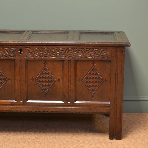 fig 1. Superb Quality Large 17th Century Period Oak Antique Coffer