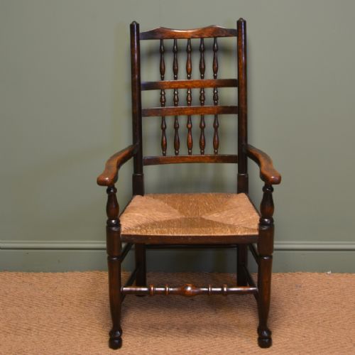 Edwardian Oak Antique Lancashire Ladder Back Chair
