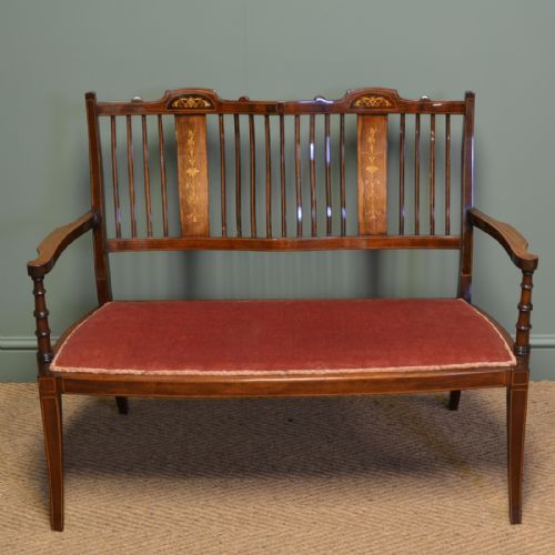Superb Quality Victorian Rosewood Inlaid Antique Settee
