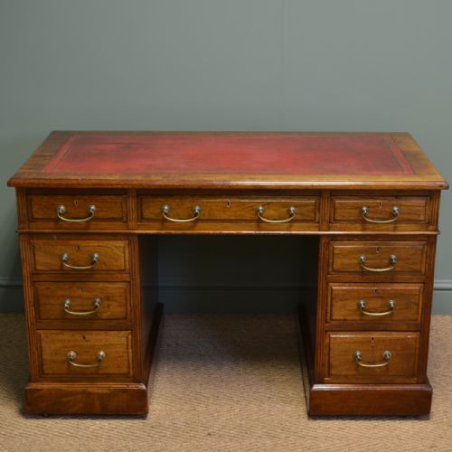 Characterful Walnut Antique Victorian Pedestal Desk