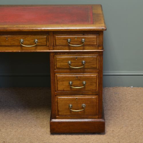 fig 1. Characterful Walnut Antique Victorian Pedestal Desk