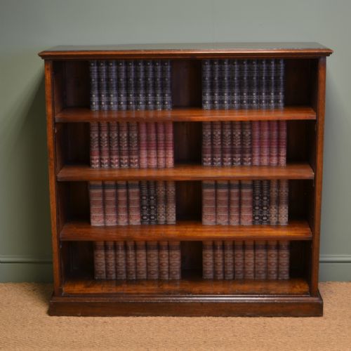 Large Victorian Mahogany Antique Open Bookcase