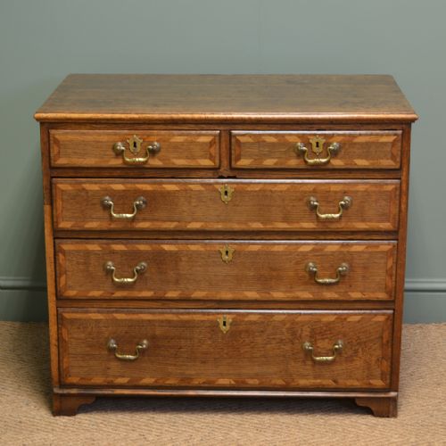 Unusual Small Period Oak Antique Georgian Chest of Drawers