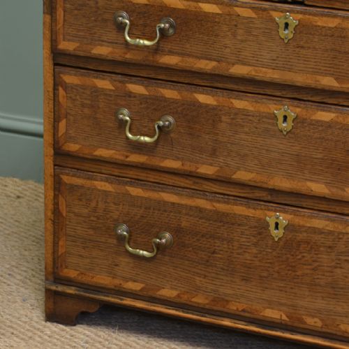 fig 1. Unusual Small Period Oak Antique Georgian Chest Of Drawers