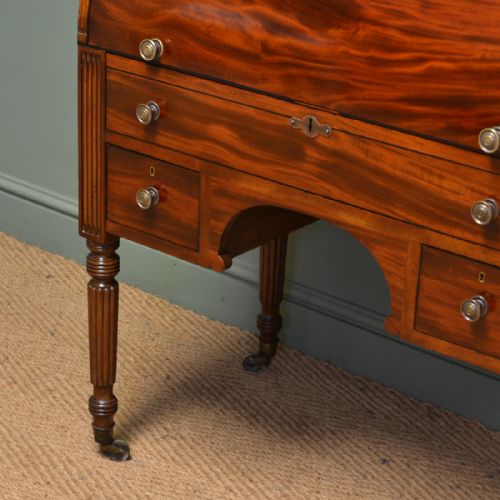 fig 1. Spectacular Victorian Figured Mahogany Cylindrical Antique Desk