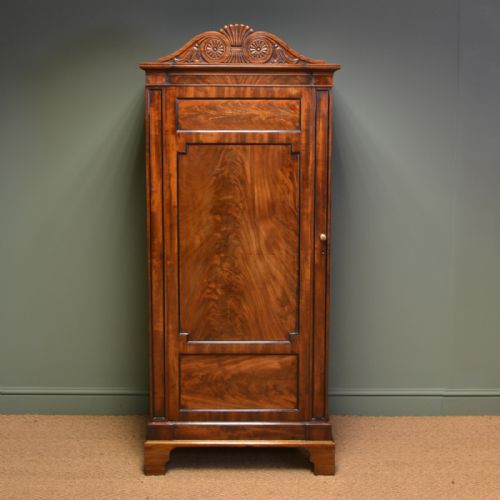 Unusual William IV Small Antique Figured Mahogany Wardrobe