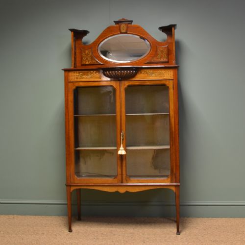 
Spectacular Inlaid Mahogany Victorian Antique Display Cabinet
