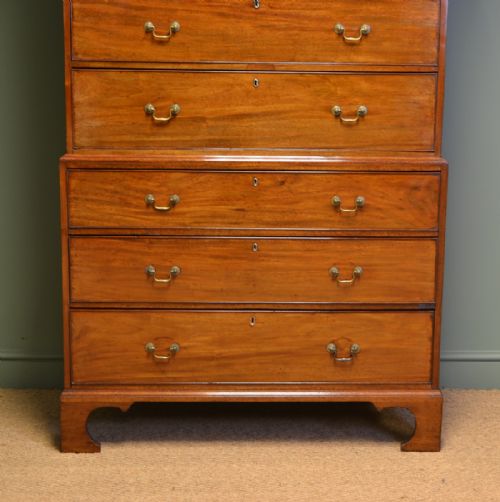 fig 1. Spectacular George III Antique Figured Mahogany Chest on Chest